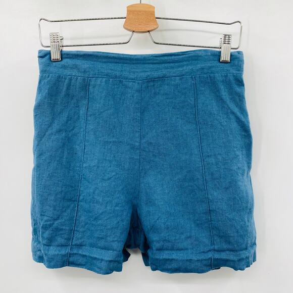 Linen Handmade Studio Cornflower Blue Tori Shorts - Picture 1 of 6